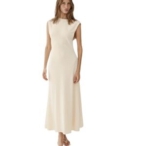 NWT Aya Muse Midi Dress Jersey Knit Off White Size 8 (L)